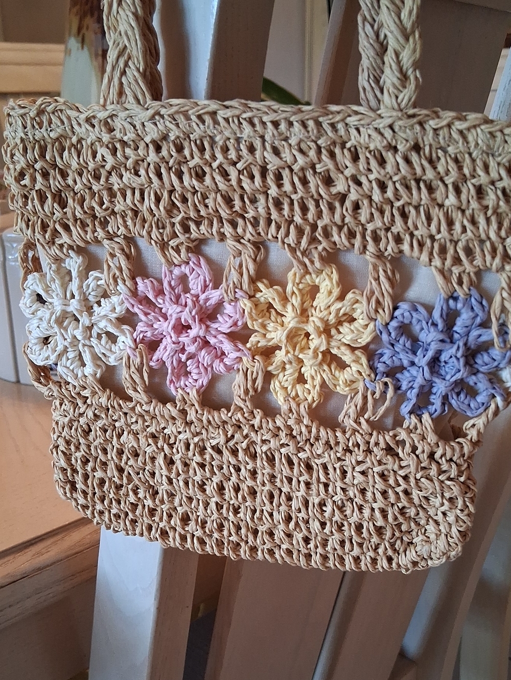 Floral Straw Bag Tote Brown & Multicolor. NW OT. Extra Small For Baby Girl. - Picture 6 of 16